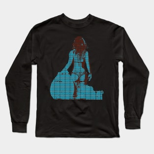 The Surfing Girl at the Beach - Typography Artwork Long Sleeve T-Shirt